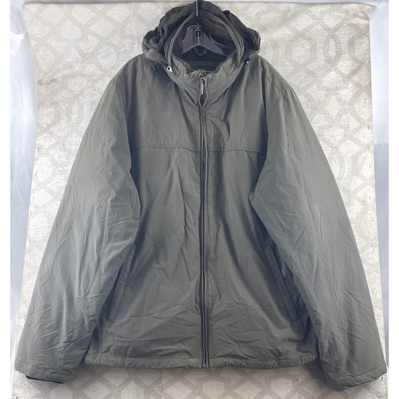 Vintage Eddie Bauer Premium Goose Down Jacket Mens Large Tall Olive Green Hooded
